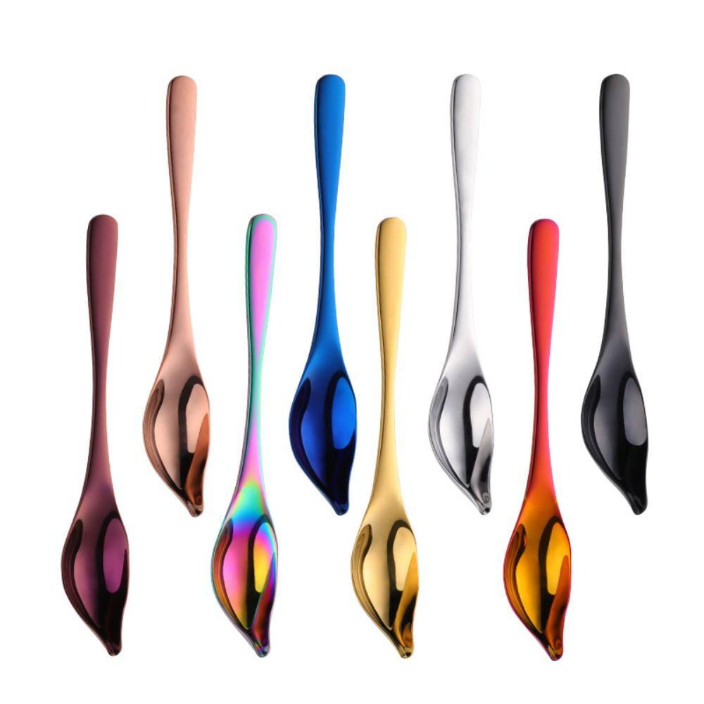 DIY Stainless Steel Saucier Spoon Baking Tool Honey Sauce Metal Spoons Tapered Spout Colorful Decorating Spoon