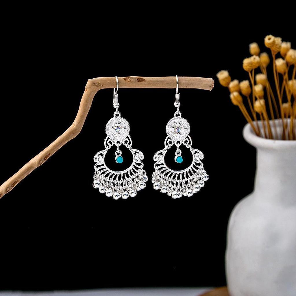 Elegant Bohemian Tassel Stud Earrings - Retro Ethnic Dangle Design
