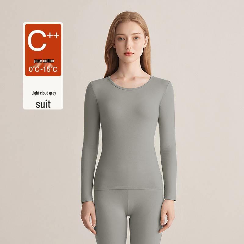 

Женский термокомплект 5A из антибактериального синьцзянского хлопка - Тонкий, из чистого хлопка, против клещей, Осень/Зима, Топ и низ. Triple Extra Large