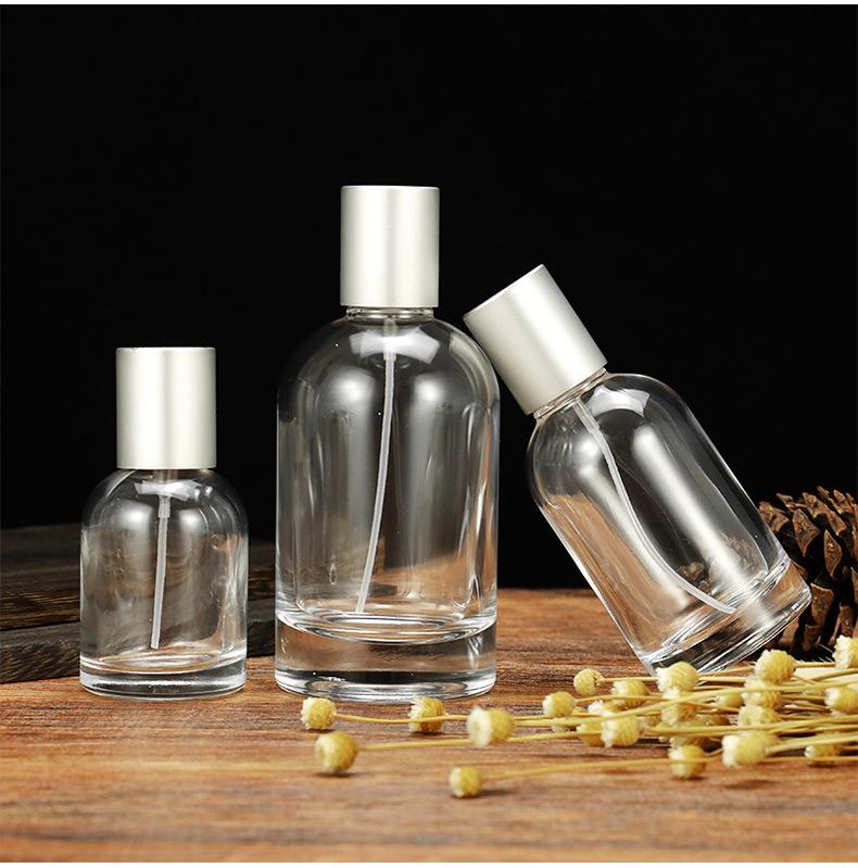 30/50/100ml Clear Glass Perfume Spray Bottle, Empty Refillable Atomizer with Crimp Neck, Travel Sample Container