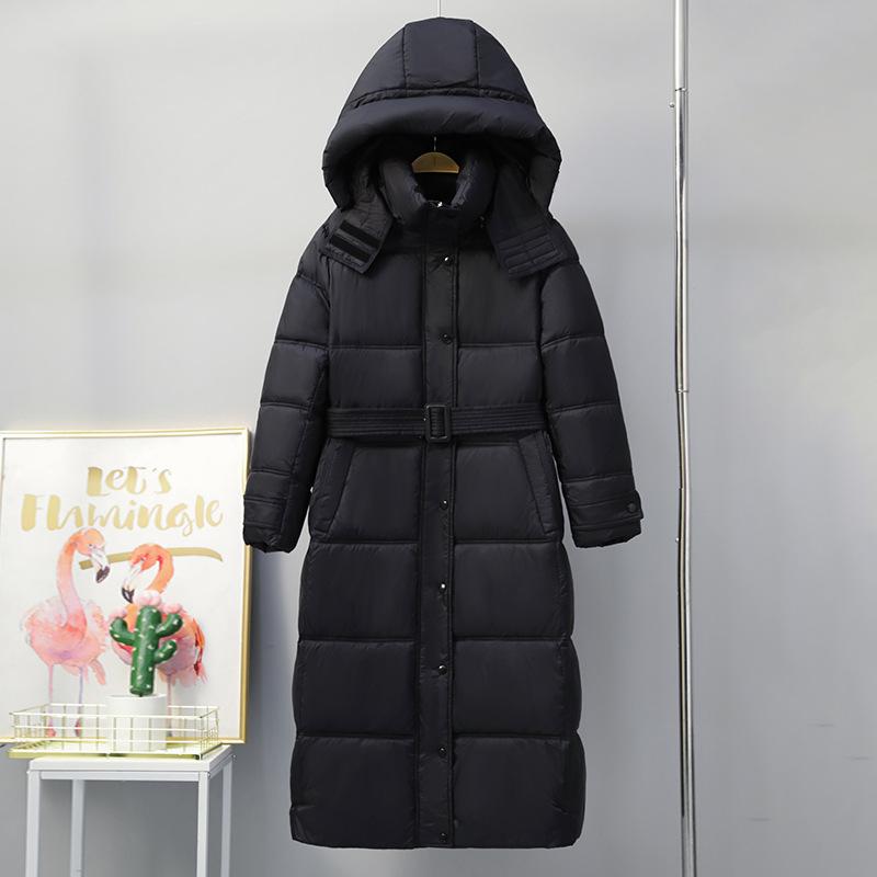 Women's long cotton-padded clothes over the knee version of thin cotton-padded clothes Women's thickened cotton-padded jackets Winter