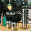 Outdoor 304 Stainless Steel Double-Layer Insulated 6-Piece Camping Cup Set – High-Temperature Resistant Anti-Scald Coffee Cups