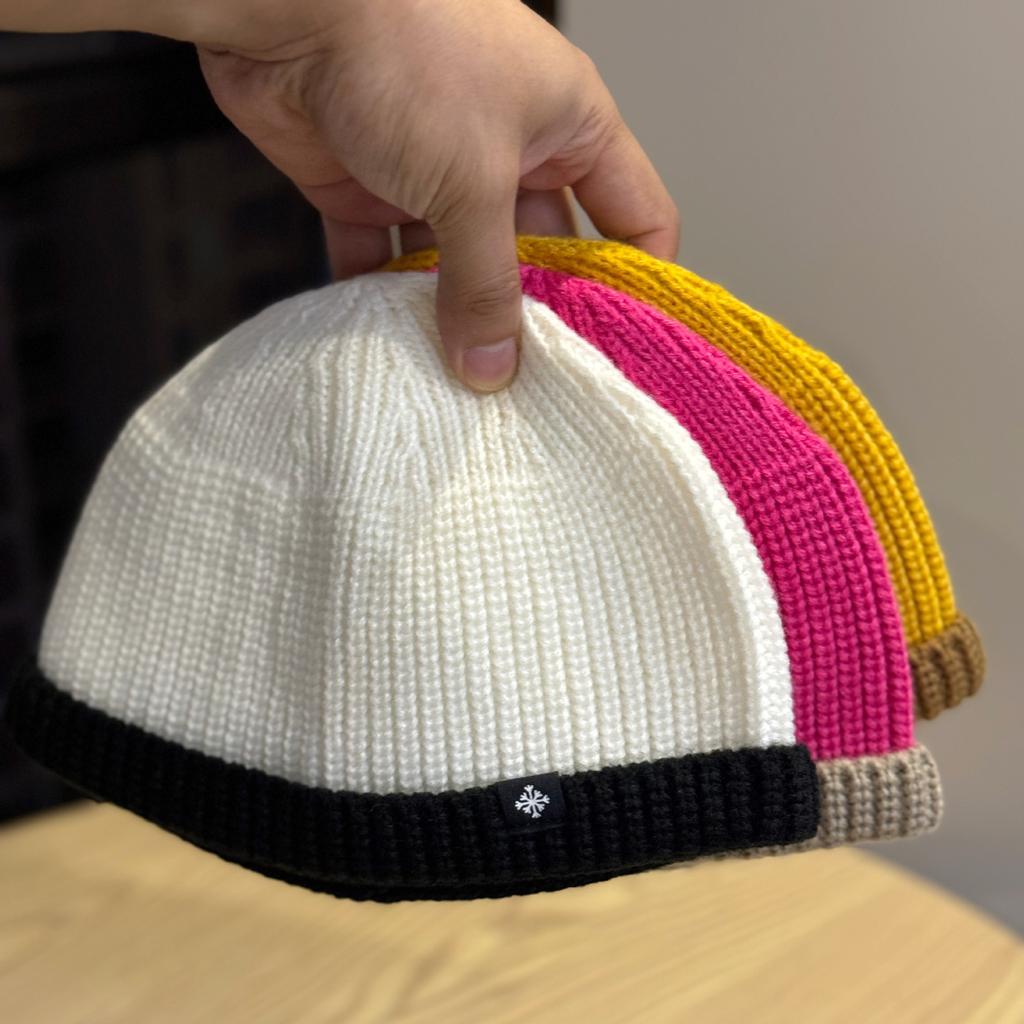 Landlord Knitted Hat for Men and Women Short Watermelon Woolen Hat Dome Cold Hat Autumn and Winter Warm Casual Pullover Melon Skin Hat