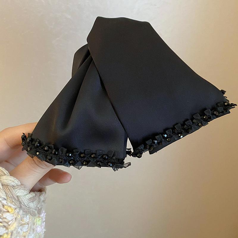 

Fabric bow faux crystal grab clip back of head shark clip simple temperament hair accessories woman