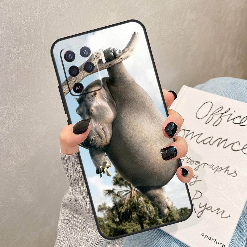 Cartoon Hippos Pattern Case For Oppo A40 A60 A80 A78 A38 A18 A98 A58 A96 A76 A16 A94 A74 A54 A15 A17 A57 A77 A5 Pro