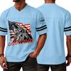 Casual V Neck Sports Jersey Short Sleeve T Shirt with Graphic Print USA Independence Day Theme Athletic Top for Men