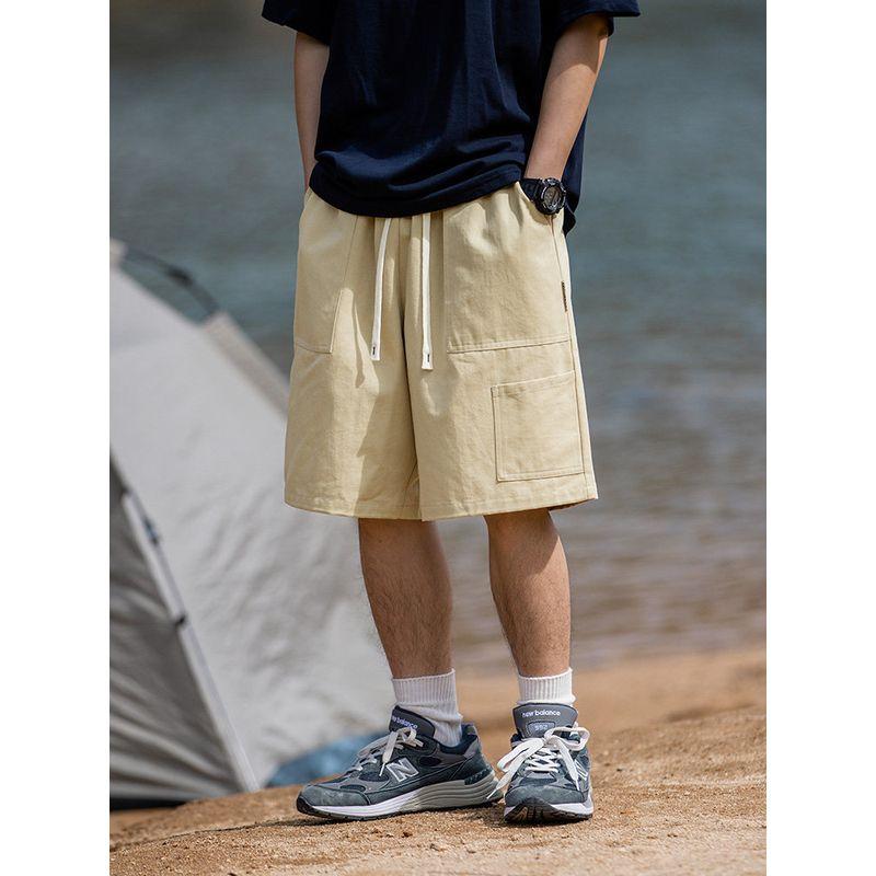 Wassup Heods Trendy Brand Work Shorts for Men, Summer 2024 New Style, Loose Wide-Leg Solid Color Couple Style Pants