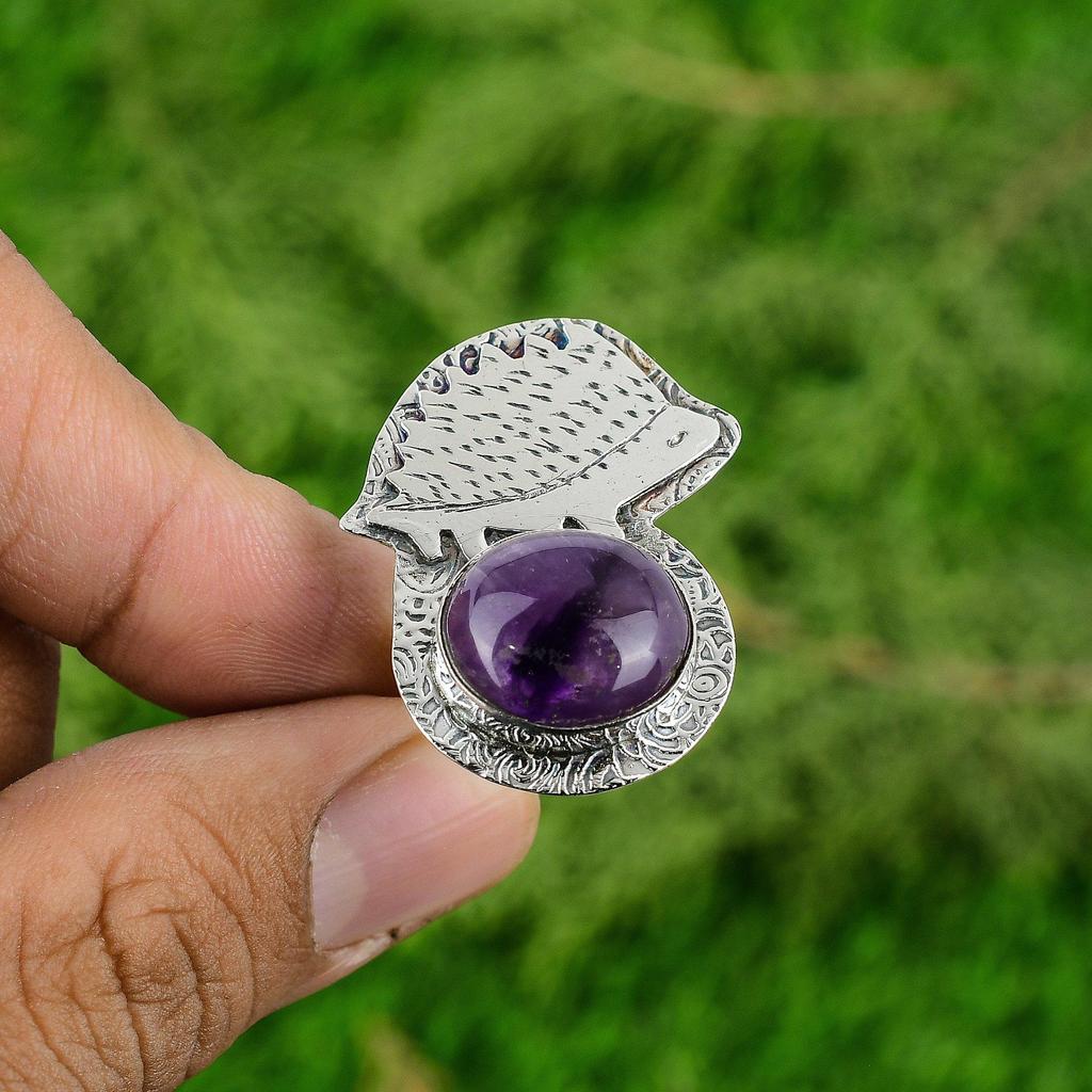 Star Amethyst Gemstone 925 Silver February Birth Handcrafted Bezel Ring Jewelry
