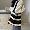 Ladies Woven Bag Striped Knitted Bag Simple Hollow Out Hand Held Shoulder Bag