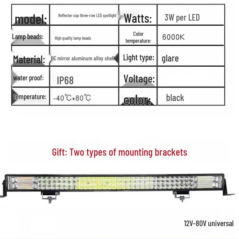 Super Bright LED Strip Spotlight 12V/24V Grille Headlight & Fog Light, Red/Blue Strobe for Trucks
