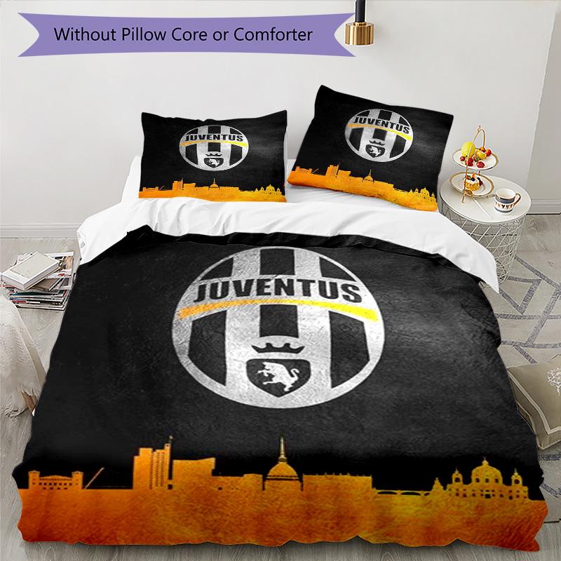 Juventus Football Club Printed Pattern Duvet Cover Set – includes 1 duvet cover and 2 matching pillowcases Bedroom decor Christmas gifts
