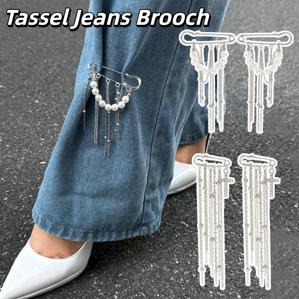 Detachable Tassel Pearl Foot Ankle Cross Cross Pendant Jeans Chain  Clothing Accessories