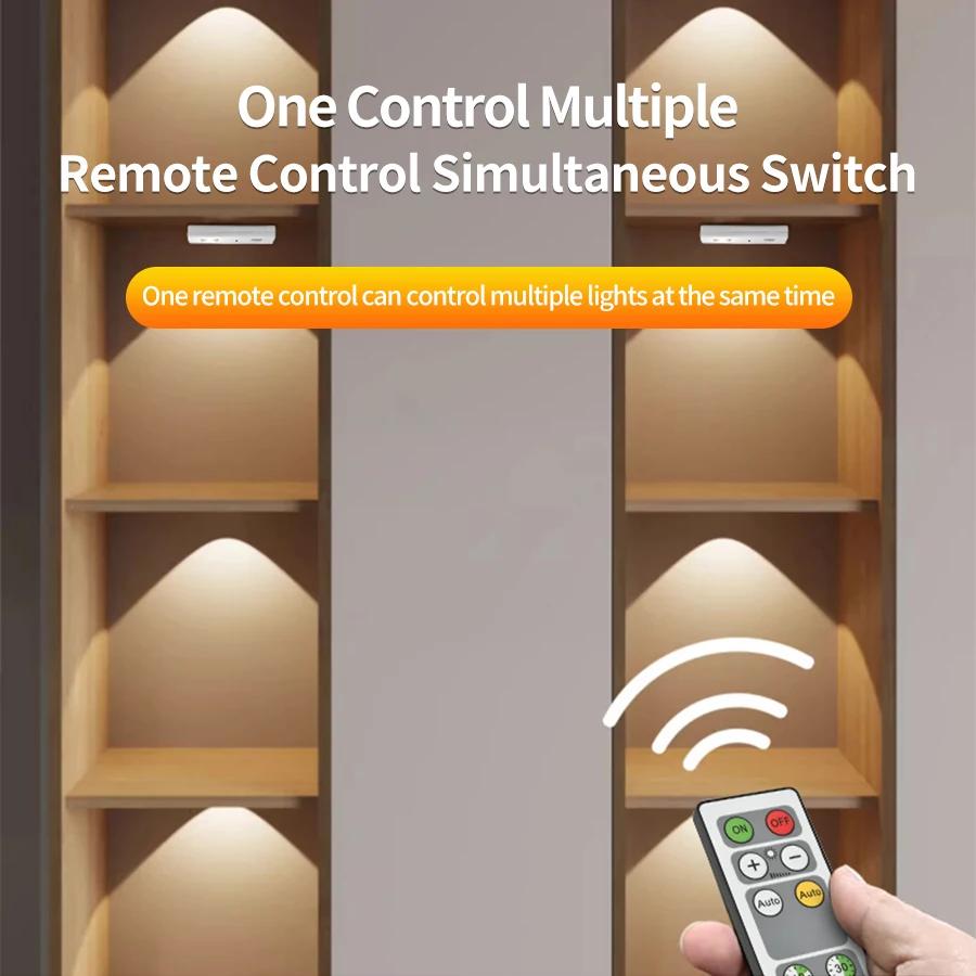 Motion Sensor LED Night Light With Remote Control Rechargeable Under Cabinet Lamp Dimmable For Wardrobe Bedroom Kitchen Lighting