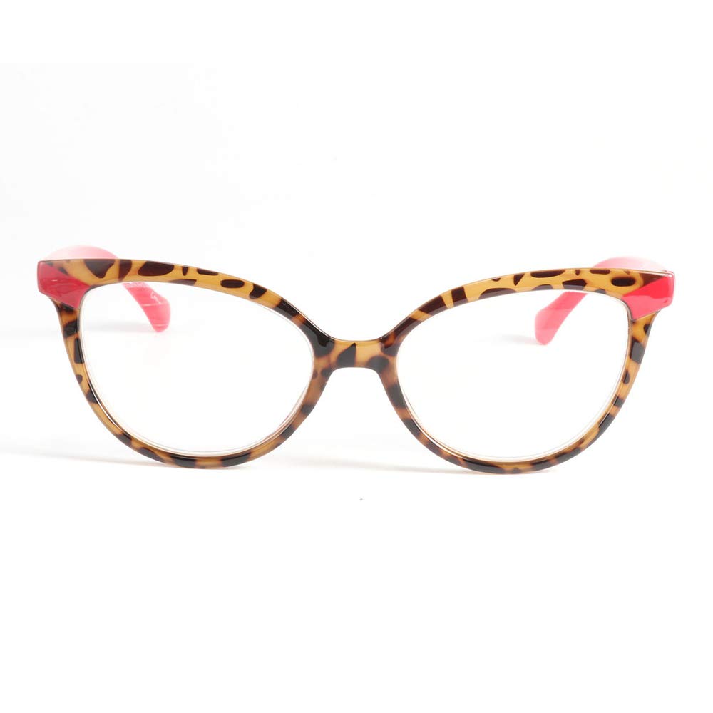 Qi Song Set Blue Light Cat Eye Reading Glasses Stylish Senior Glasses with Case Cloth Power Range To Leopard [Qi Song] Three-Color - & - "+1.0 +3.5"