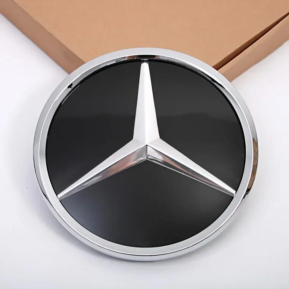 C200 E300 Chaud 2026 Nouveau Pour Benz Étoile Emblème Logo Grille Avant Miroir 3D Noir Brillant et Argent Chromé Pour Mercedes Benz Classe E