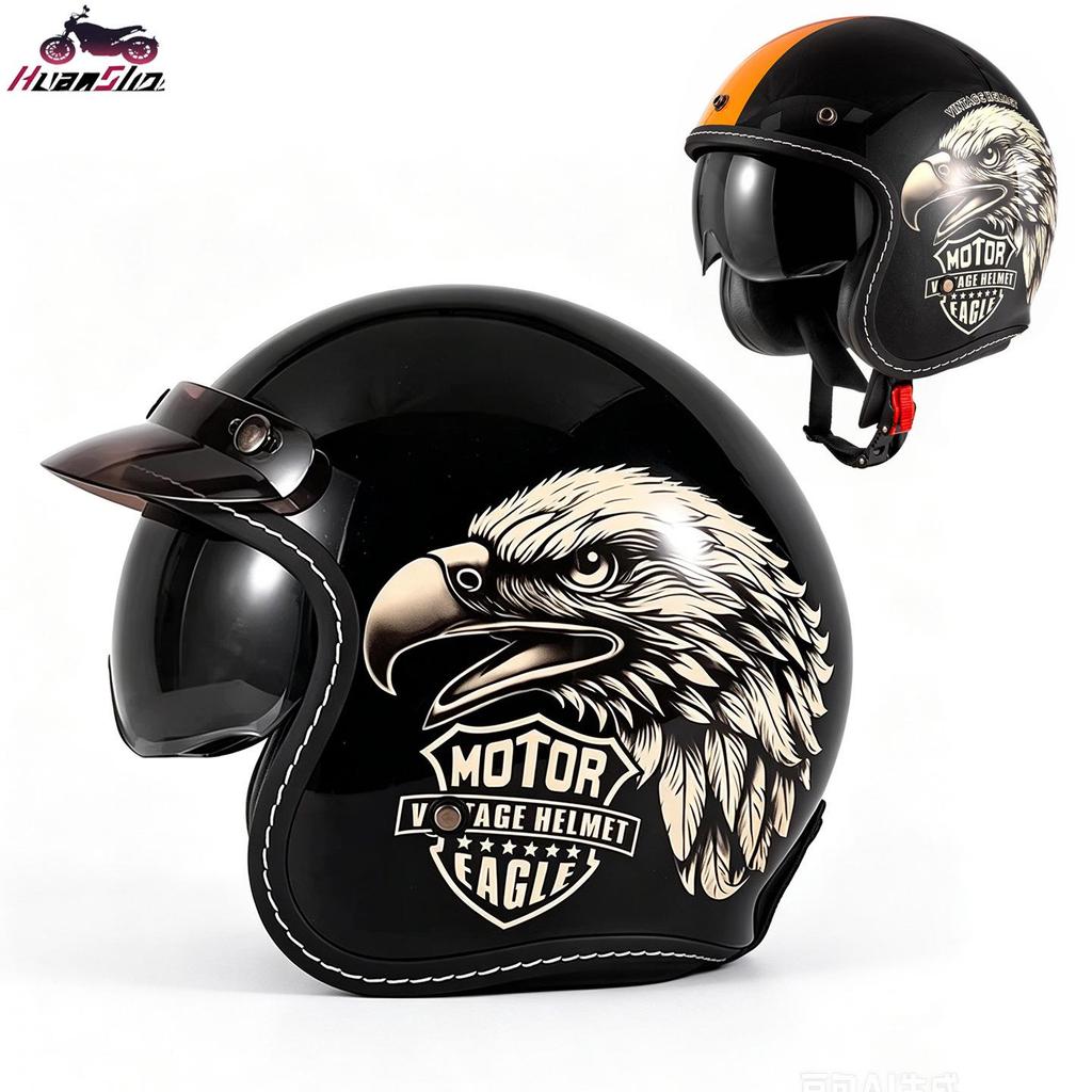 Retro Eagle Head Three-Quarter Motorcycle Helmet