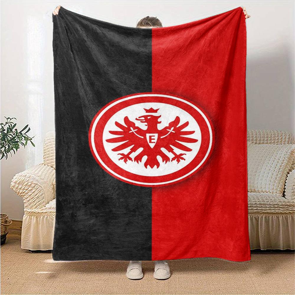 Eintracht Frankfurt Eagle Logo Flannel Blanket, Soft Warm Sofa Throw Blanket, Nice Present for Football Supporters