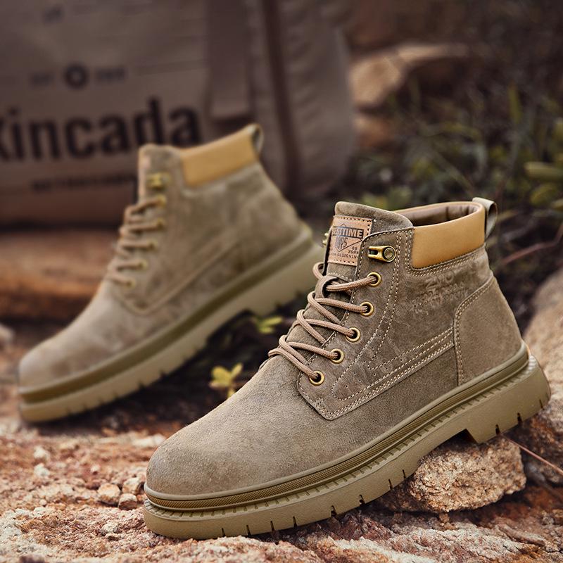 

Мужские желтые ботинки Martin в корейском стиле из дышащей кожи до середины голени 43 хаки