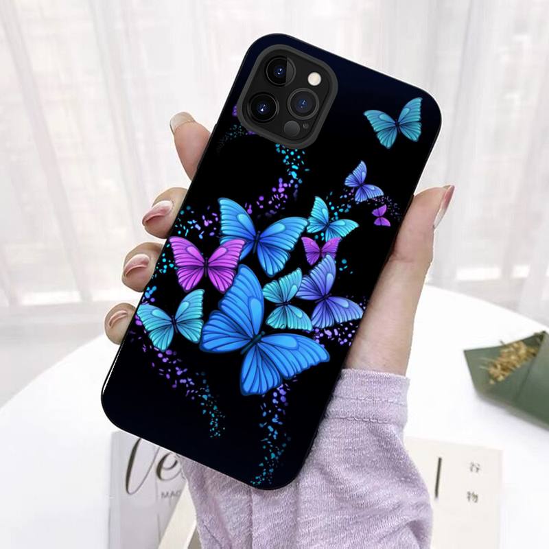 Süße bunte Schmetterlings-Telefonhülle für iPhone 11 12 13 Mini Pro Max 8 7 6 6S Plus X 5 SE 2020 XR XS Funda Case