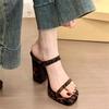 Hochwertige High Heels mit Leopardenmuster, modischer wasserdichter Tisch mit Sandalen, Damenoberbekleidung 2025 Sommer neue coole Hausschuhe