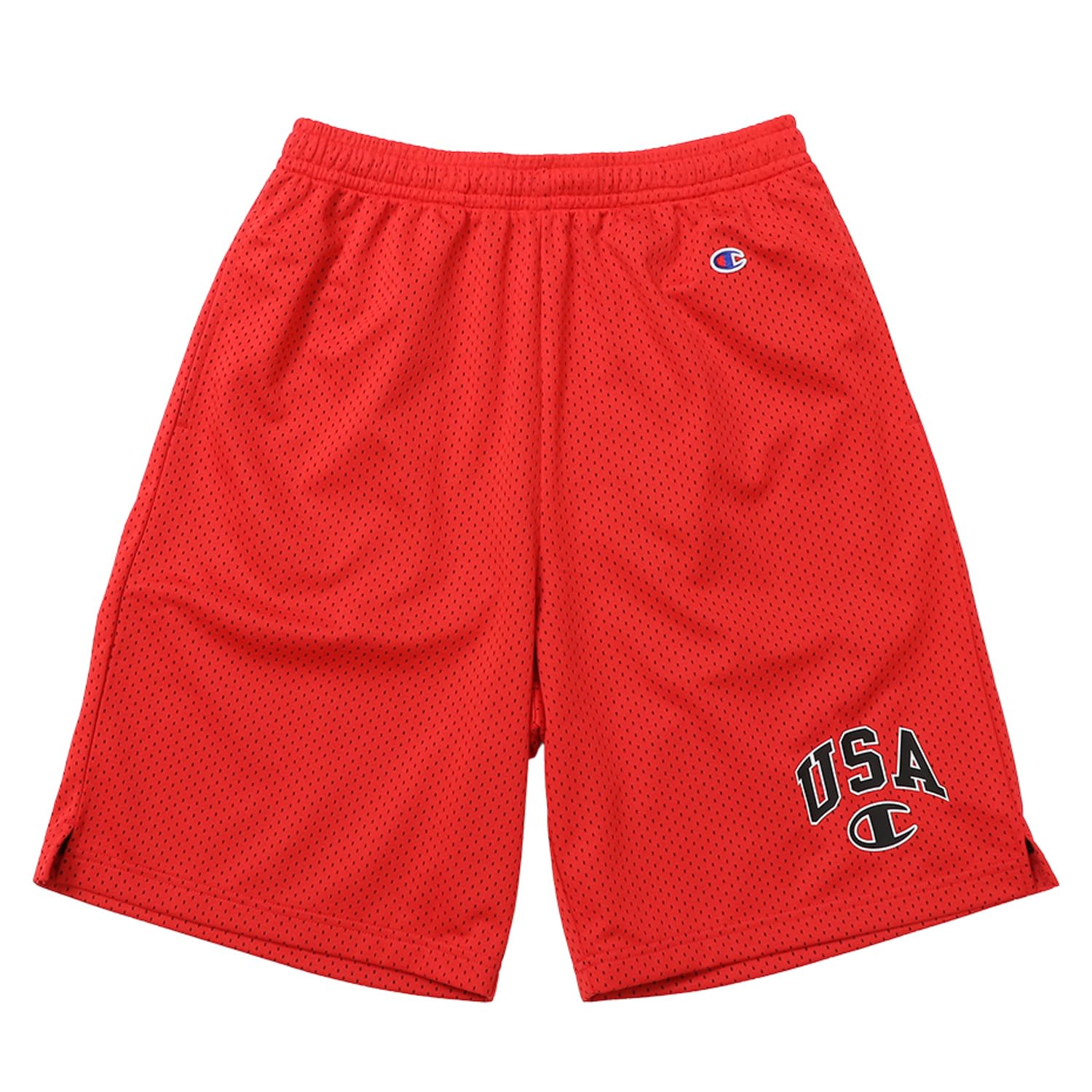 

Мужские шорты Champion Action Style с графикой на бедре, красные, 100% полиэстер, карманы, принт, C3-Z502,