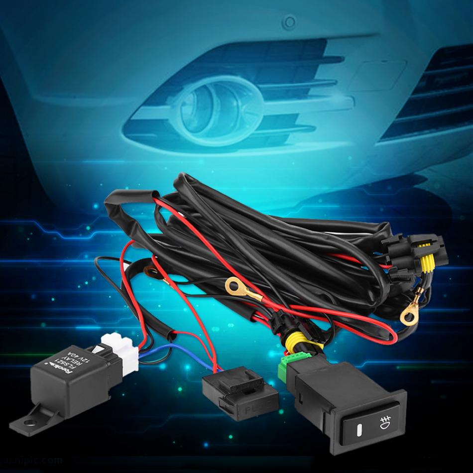 12V Car Fog Light Switch Wiring Kit LED Fog Light On/Off Switch Wiring Harness Fuse Relay Kit Car Accessories Wiring Harness