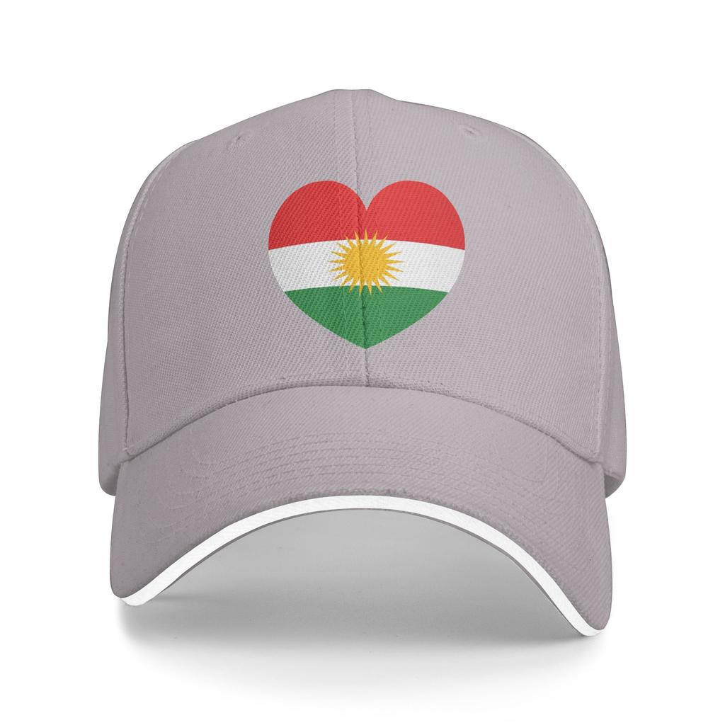 Baseball Cap Kurdistan Flag On Heart Outfits Unisex Women Baseball Caps Caps Hat Casual Daily Running Golf Gift Headwear