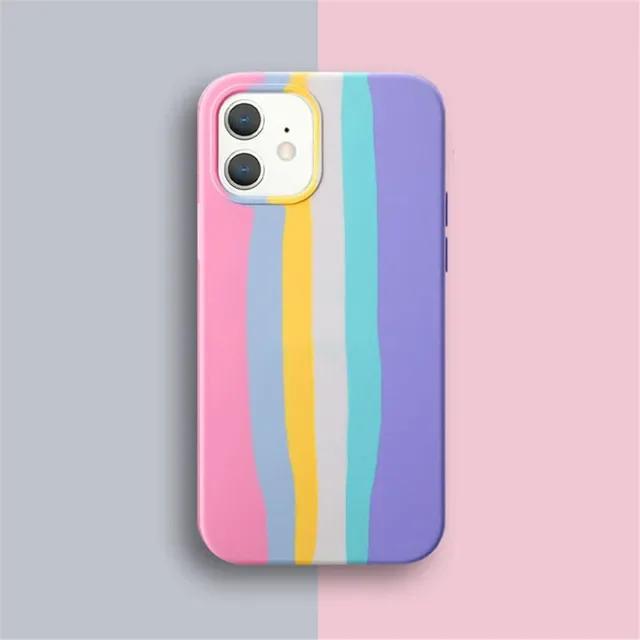 

Чехол Rainbow Liquid Silicone для iPhone 15 14 13 11 Pro Max для iPhone 12 X XR XS 8 7 Plus, защитный чехол с полным набором функций For iphone 15Pro Max розовый