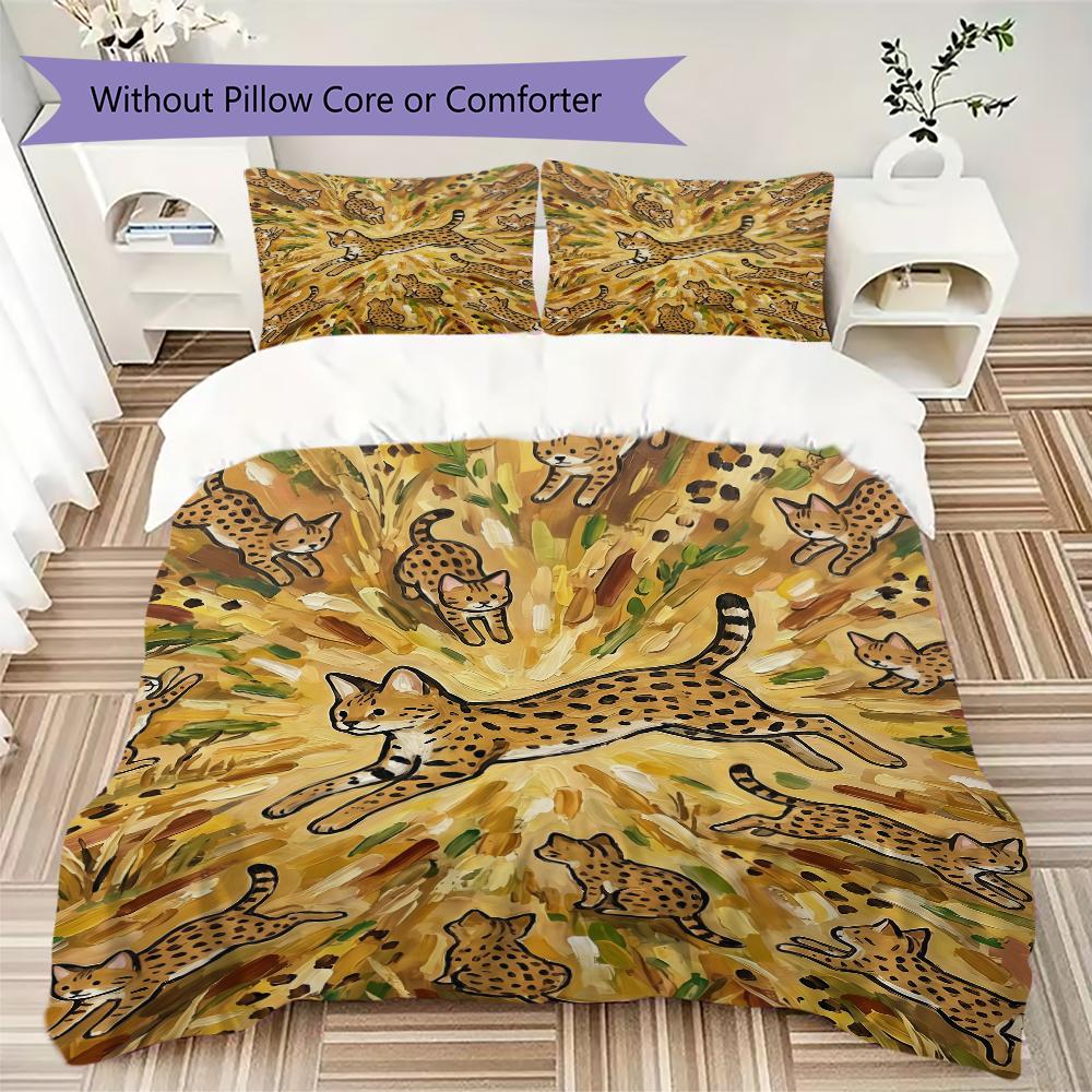 Cute kitten Pattern Bedding uilt Set uilt Cover Pillowcase Home Decoration Birthday Gift (1 * duvet cover + 2 * pillowcase without core)