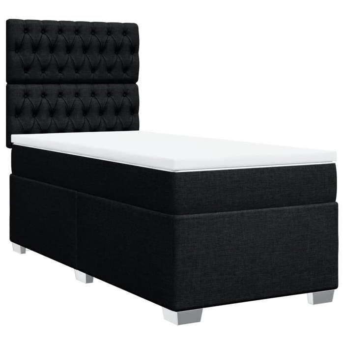 Maison Exclusive - Sommier à lattes de lit avec matelas Noir 90x190 cm Tissu