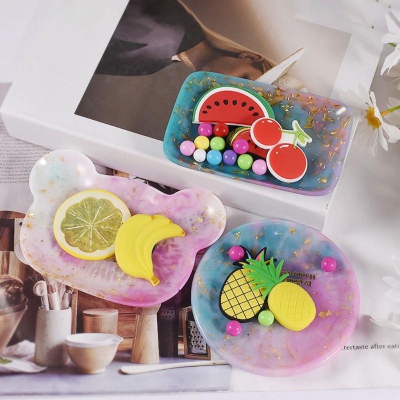Round Rectangular Bear Head Dish Silicone Molds Storage Tray Plate Resin Molds for DIY Resin Art Gifts Home Decoration