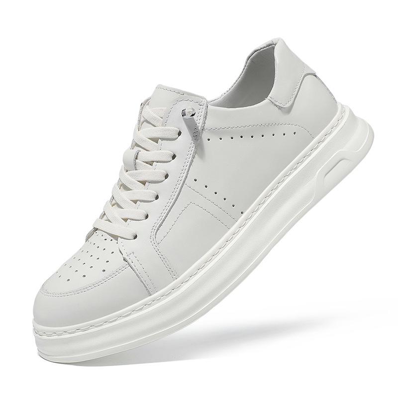 

Новая мужская обувь, повседневная обувь из коровьей кожи, белые кеды на толстой подошве, молодежные слипоны 44 белый