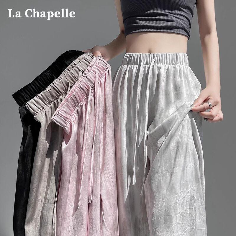 La Chapelle Women s Tie-Dye Ice Silk Wide-Leg Pants M