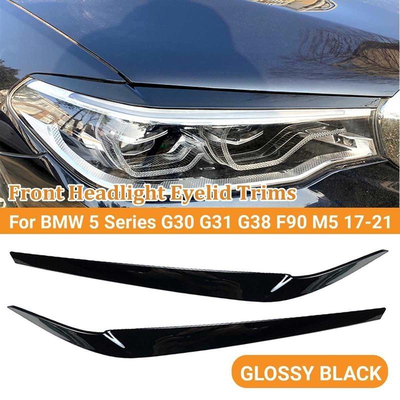2ks CarHeadlights Obočí Eyeld Trim Cover Sticker Carbon Fiber Pro BMW řady 5 G30 G31 G38 F90 M5 525I 530I 540I 2017-