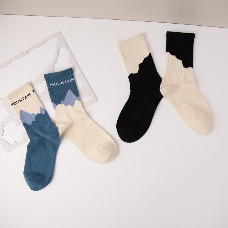 Chaussettes Homme Style A/B Mode Motif Asymétrique Street Hip Hop Skateboard Homme Chaussette Coton Respirant Harajuku Calcetines Hombre