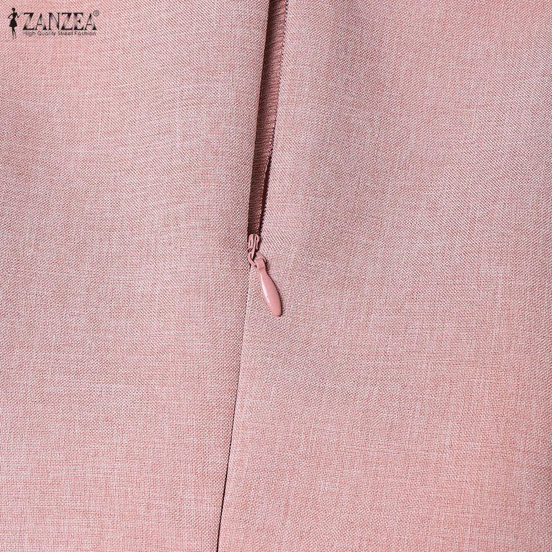 ZANZEA Women Casual Doll Collar Summer Short Sleeve Dress