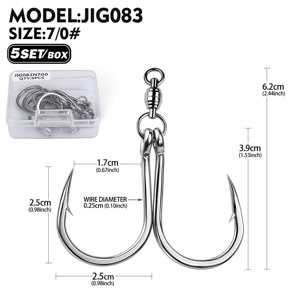 5pcs/box Saltwater Fishing Jigging Hooks Forged Extra Strong Stainless Steel Trolling Sea Bass Striper Snapper Fishing Hooks