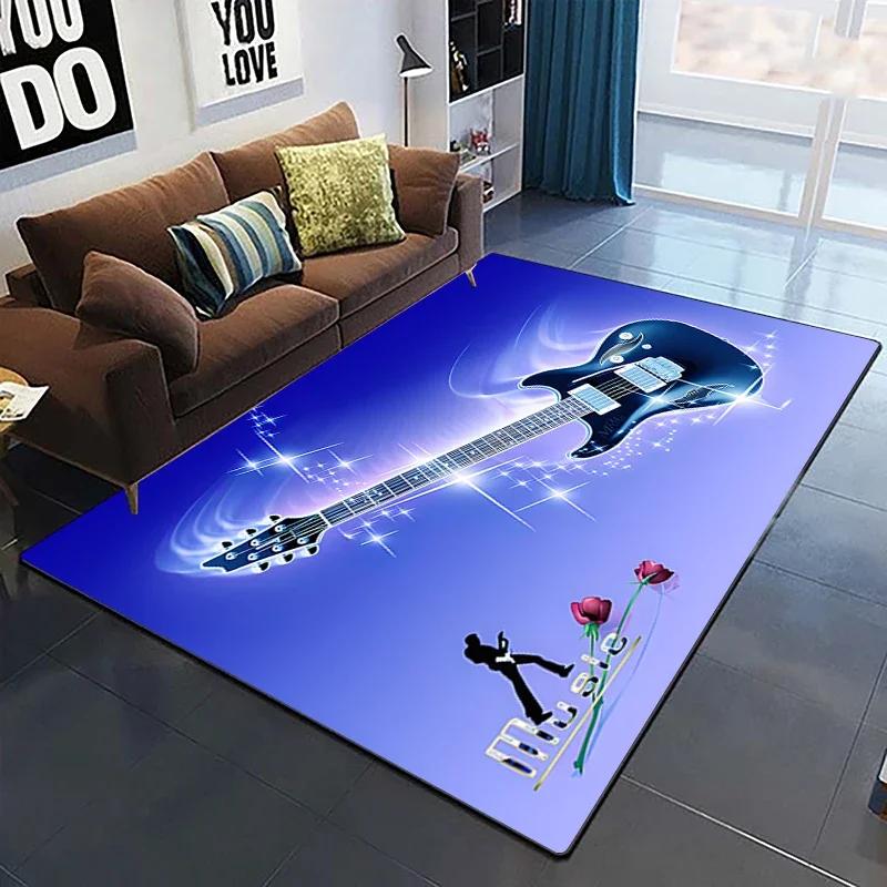 Colorful Music Guitar Melody 3D Printed Carpets for Living Room Non-Slip Area Rug Bedroom Bedside Home Decor Polyester Floor Mat