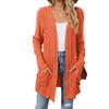 Fall Winter Women's Solid Color Ribbed Brushed Pocket Cardigan Long Sleeve Jacket, Leisure Foreign Trade for Europe America
