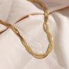 18k Gold Plated Waterproof Braided Herringbone Chain Necklace Bracelets Set Stainless Steel Jewelry for Women