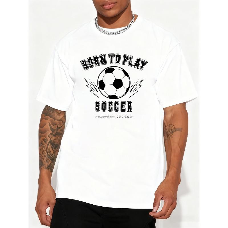 

European sizes Men s 2D Soccer Graphic T-Shirt Casual Football Jersey Short Sleeve Top 4XL білий