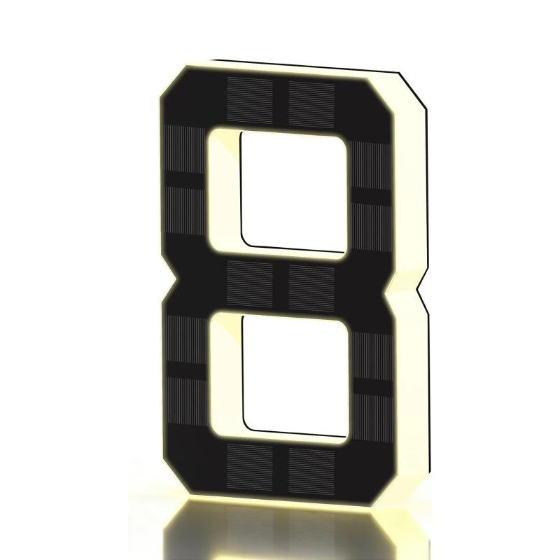 New LED Solar House Numbers 12CM, IP65 Waterproof Illuminated Address Sign, Outdoor Light for Home Hotel Bar Street