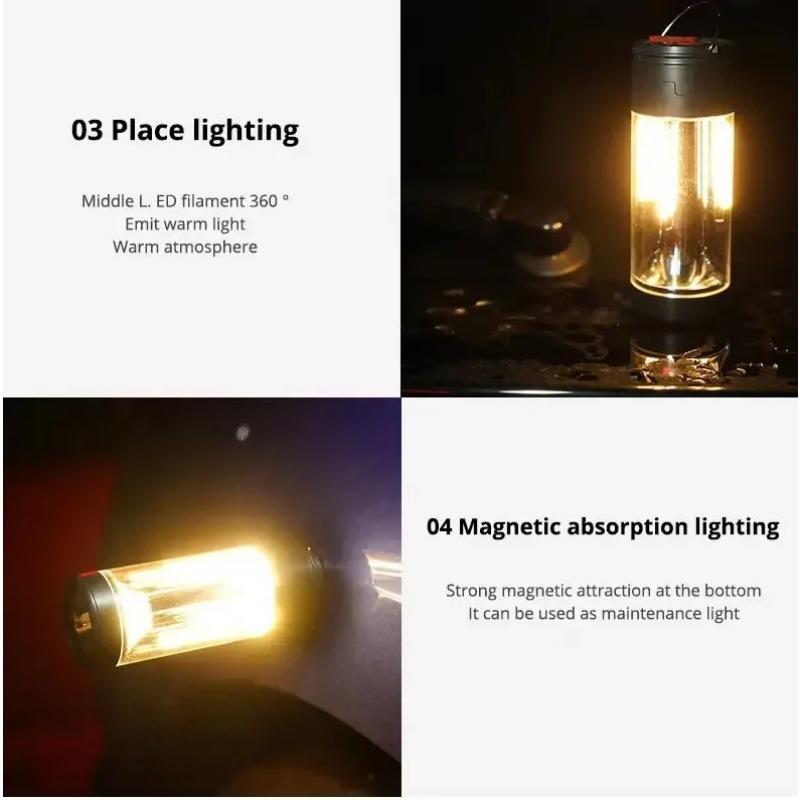 Multi Functional Camping Light, Outdoor LED Portable Handheld Light, Red Magnetic Work Light, Strong Flashlight