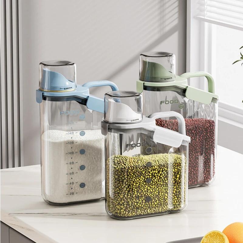 Large Capacity Airtight Pet Food Storage Container with Measuring Cups Container Household Plastic Kitchen Storage Accessories