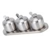 304 Stainless Steel Seasoning Pot Set 300ml With Lid Spice Jar Set With Serving Spoons With Non-slip Base