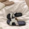 Popular flat-bottomed slippers women's summer outer wear 2025 new fashion kink cross one-word drag Korean version of versatile sandals tide