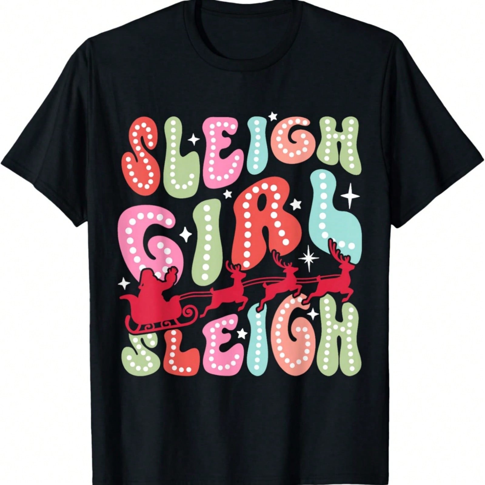 Sleigh Girl Sleigh Reindeer Christmas Retro Xmas Pjs Holiday T-Shirt S разноцветный