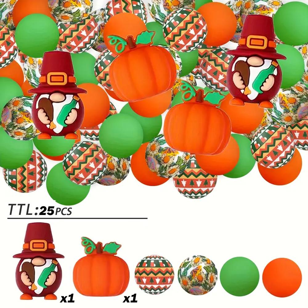 5/25PCS Thanksgiving-Themed Silicone Beads Set, Perfect for DIY Crafting Keychains, Necklaces, Bracelets & More