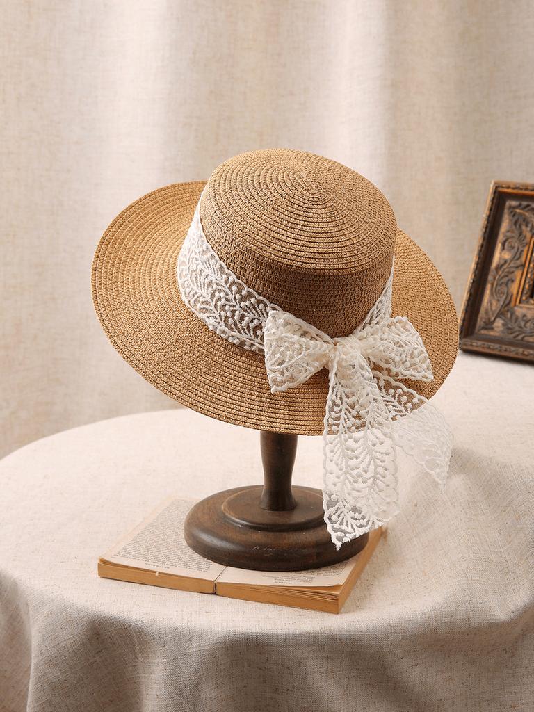Straw hat, versatile summer hat, small fresh woven women's hat, flat straw hat