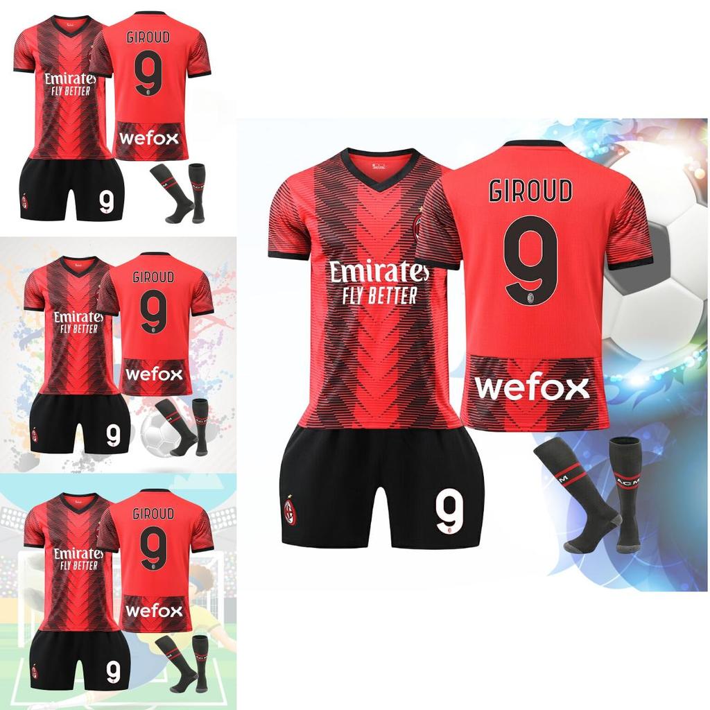 2324 Nová sezóna Ac Domácí dresový set Ne. 9 Giroud č. 17 Leo č. 11 Ibra č. 19 Theo Fotbalový dres